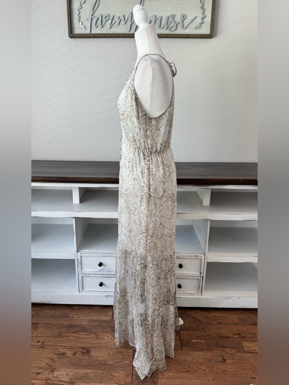 Hale Bob 100% Silk Beaded Snake Print Maxi Dress Women's Size S KK - Picture 6 of 10
